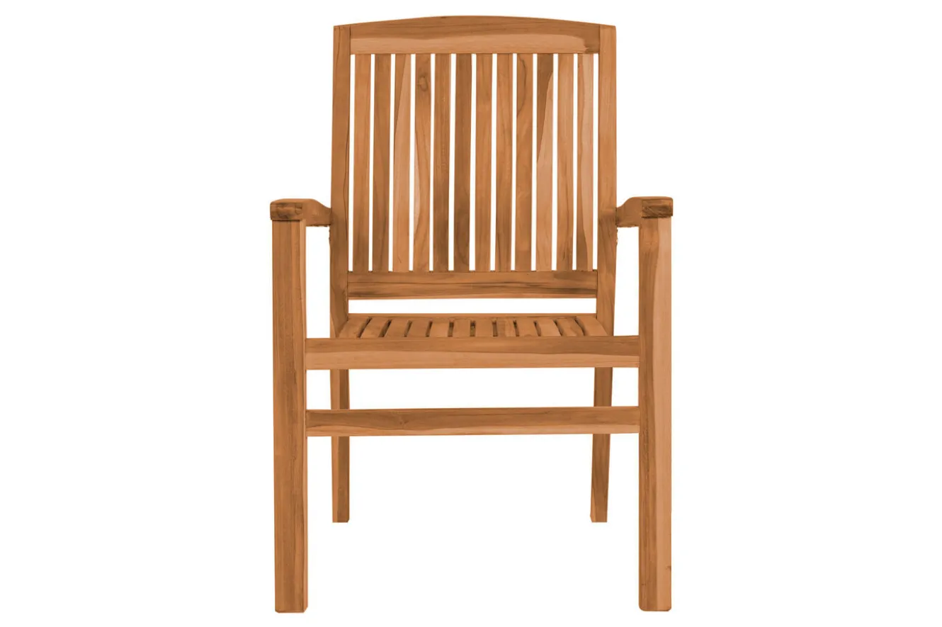 OUTFLEXX Dallas/Washington Garten-Essgruppe, natur, Teak, 120/170x120 cm, 6x Stapelsessel