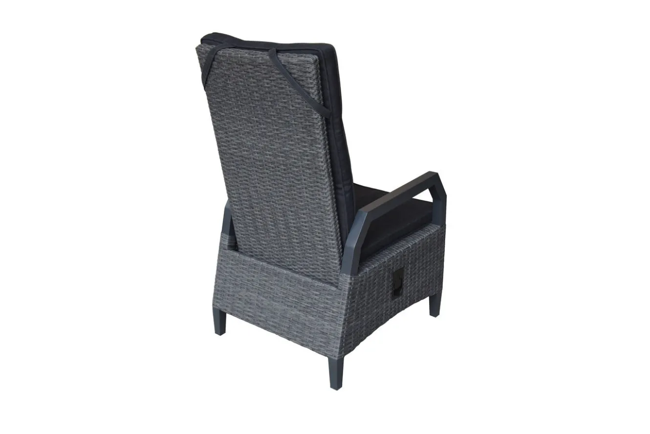 OUTFLEXX Darwin Garten-Essgruppe mit 8 Dining Sesseln, anthrazit/grau, Alu/Polyrattan, Tisch 200 x 100 cm, verstellbare Rückenlehne