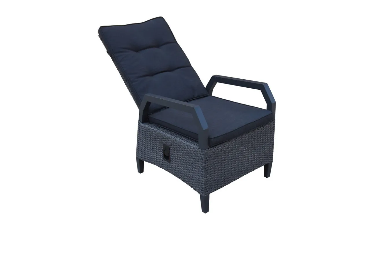 OUTFLEXX Darwin Garten-Essgruppe mit 8 Dining Sesseln, anthrazit/grau, Alu/Polyrattan, Tisch 200 x 100 cm, verstellbare Rückenlehne