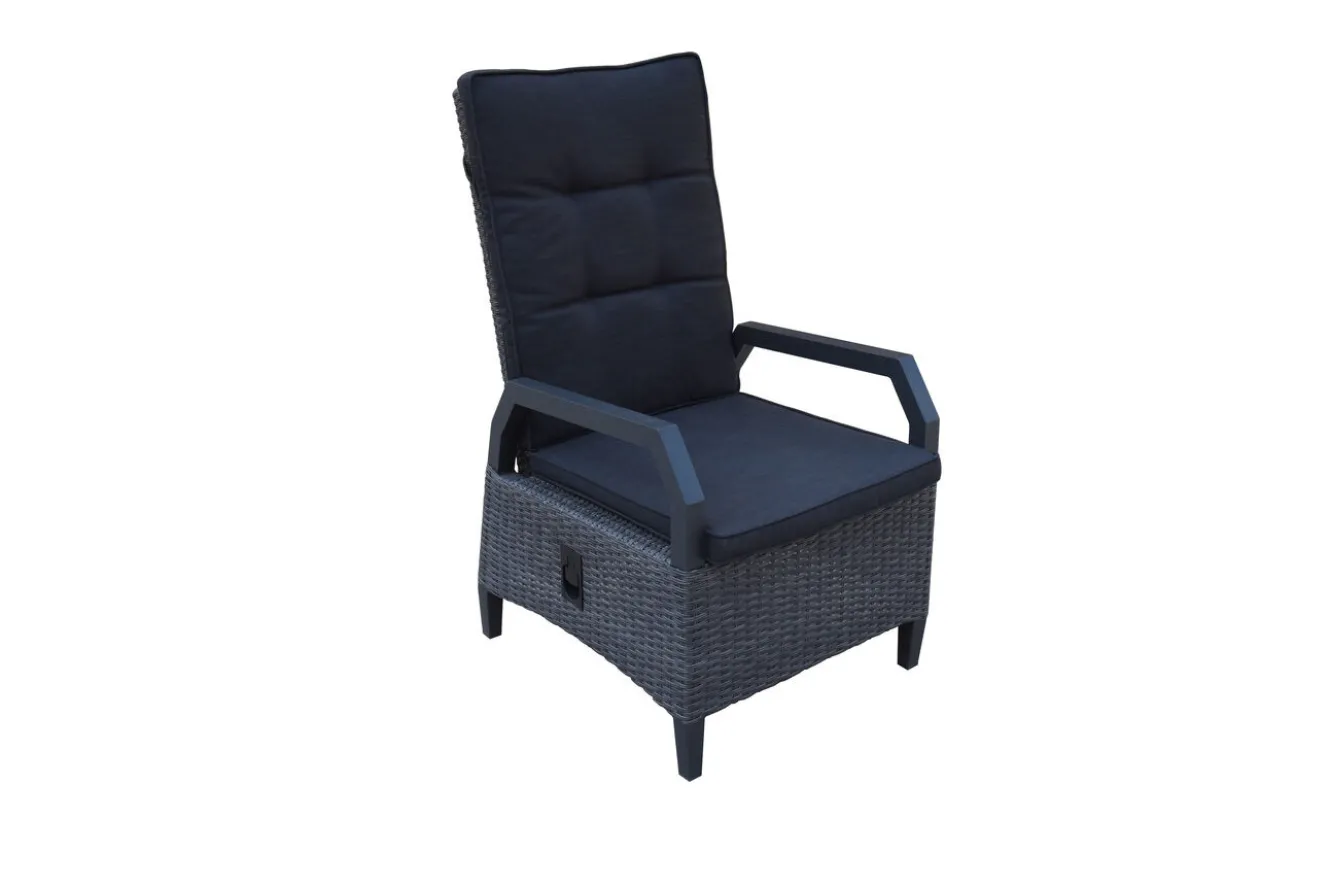 OUTFLEXX Darwin Garten-Essgruppe mit 8 Dining Sesseln, anthrazit/grau, Alu/Polyrattan, Tisch 200 x 100 cm, verstellbare Rückenlehne