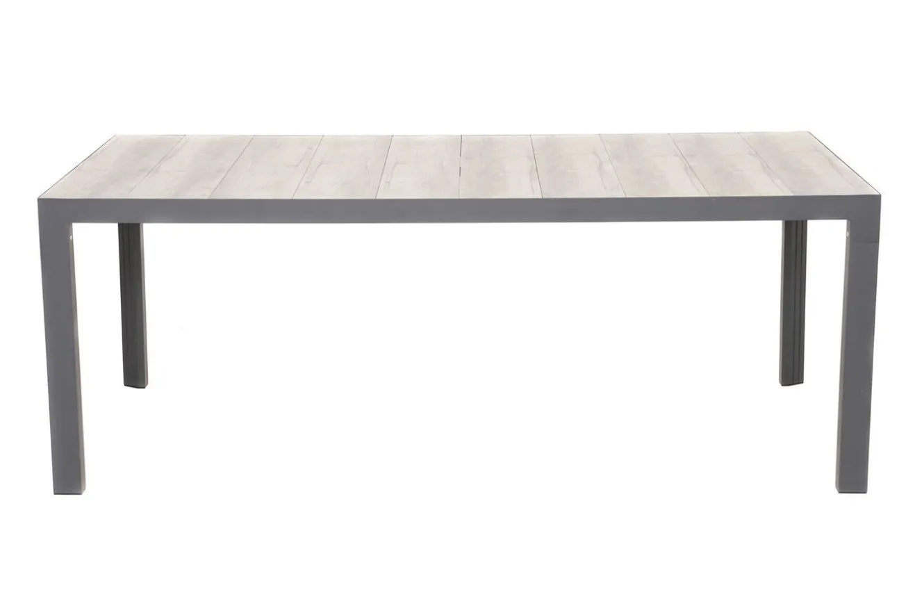 OUTFLEXX Darwin Garten-Essgruppe mit 8 Dining Sesseln, anthrazit/grau, Alu/Polyrattan, Tisch 200 x 100 cm, verstellbare Rückenlehne