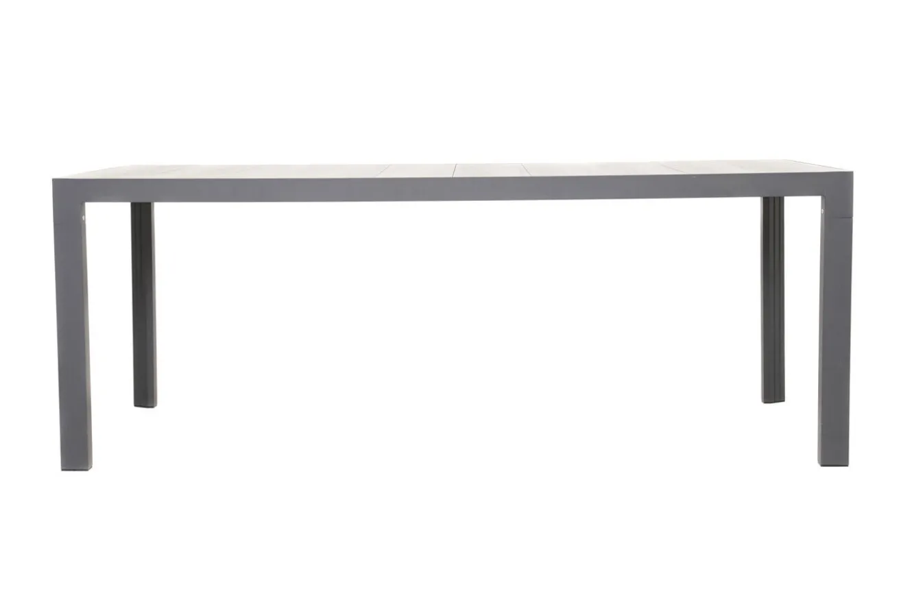 OUTFLEXX Darwin Garten-Essgruppe mit 6 Dining Sesseln, anthrazit/grau, Alu/Polyrattan, Tisch 200 x 100 cm, verstellbare Rückenlehne