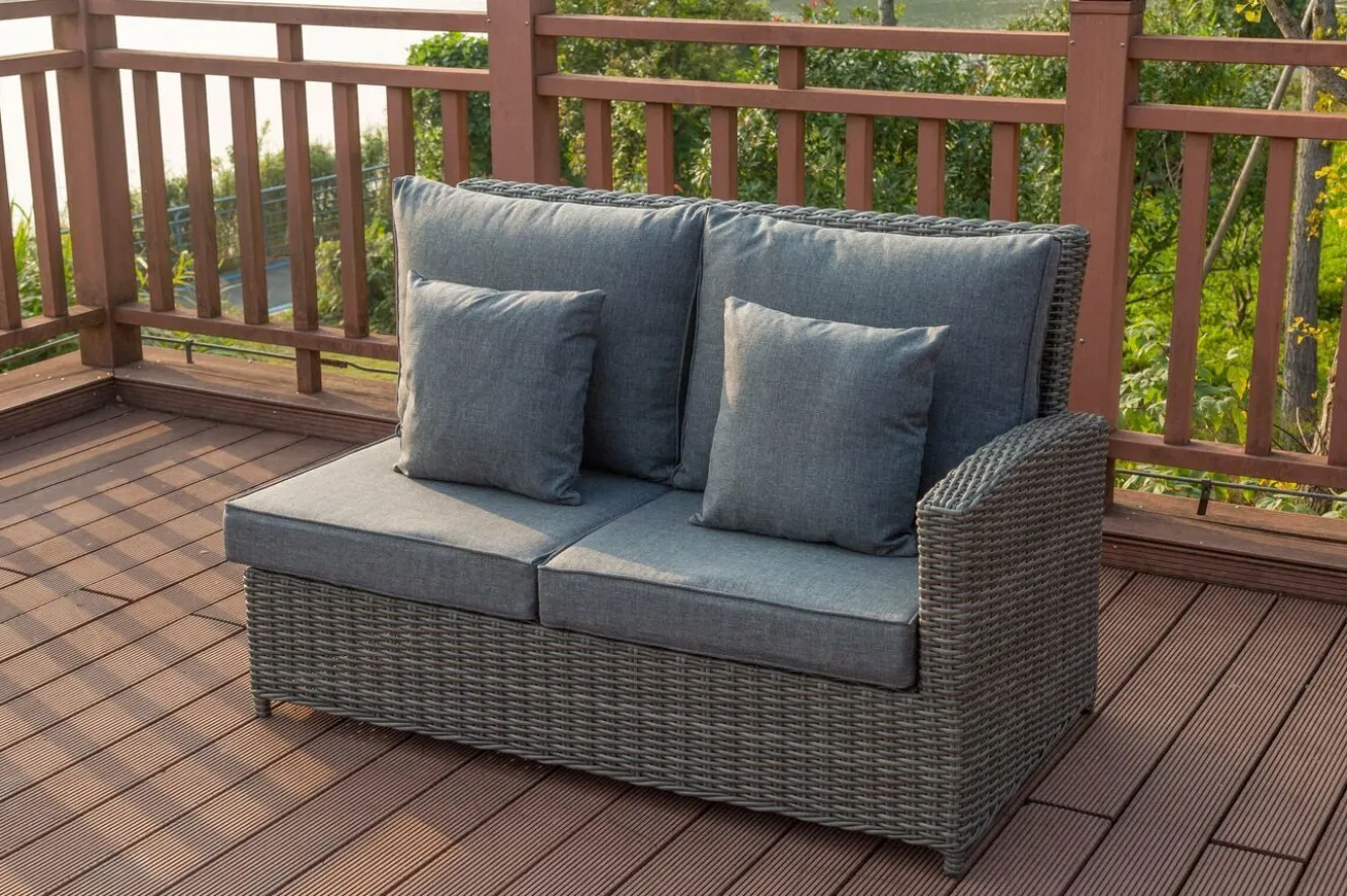 OUTFLEXX Dining-Lounge, grau, Polyrattan, 5-6 Personen, höhenverstellbarer Loungetisch, inkl. Polster