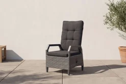 OUTFLEXX Dining-Sessel, anthrazit/grau, Alu/Polyrattan, 68x60x111cm, Kissen Inklusive, Witterungsbeständig