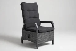OUTFLEXX Dining-Sessel, anthrazit/grau, Alu/Polyrattan, 68x60x111cm, Kissen Inklusive, Witterungsbeständig