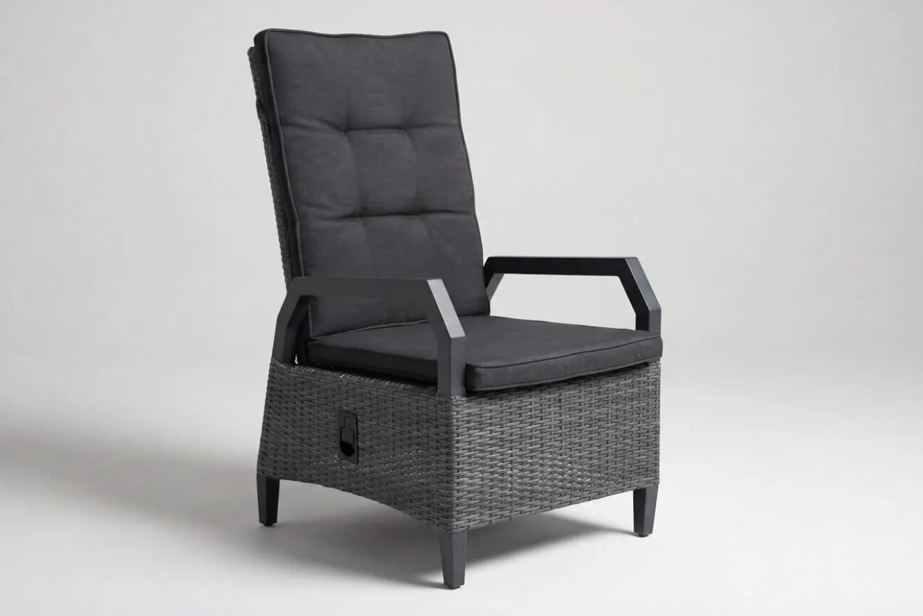 OUTFLEXX Dining-Sessel, anthrazit/grau, Alu/Polyrattan, 68x60x111cm, Kissen Inklusive, Witterungsbeständig