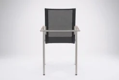 OUTFLEXX Diningsessel, anthrazit/grau, Edelstahl/Textilene, ca. 56x62x90cm, Teak