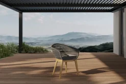 OUTFLEXX Diningsessel, natur/schwarz, Teakholz/Rope, 60 x 61 x 79 cm, inkl. Polster, FSC®-zertifiziertes Produkt