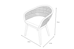 OUTFLEXX Diningsessel, natur/schwarz, Teakholz/Rope, 60 x 61 x 79 cm, inkl. Polster, FSC®-zertifiziertes Produkt