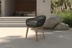 OUTFLEXX Diningsessel, natur/schwarz, Teakholz/Rope, 60 x 61 x 79 cm, inkl. Polster, FSC®-zertifiziertes Produkt