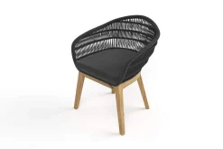 OUTFLEXX Diningsessel, natur/schwarz, Teakholz/Rope, 60 x 61 x 79 cm, inkl. Polster, FSC®-zertifiziertes Produkt