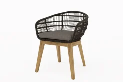OUTFLEXX Diningsessel, natur/schwarz, Teakholz/Rope, 60 x 61 x 79 cm, inkl. Polster, FSC®-zertifiziertes Produkt