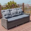 OUTFLEXX Dining 3-Sitzer Sofa, grau, Polyrattan, 210 x 83 x 110 cm, mehrfach verstellbar