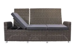 OUTFLEXX Dining 3-Sitzer Sofa, grau, Polyrattan, 210 x 83 x 110 cm, mehrfach verstellbar