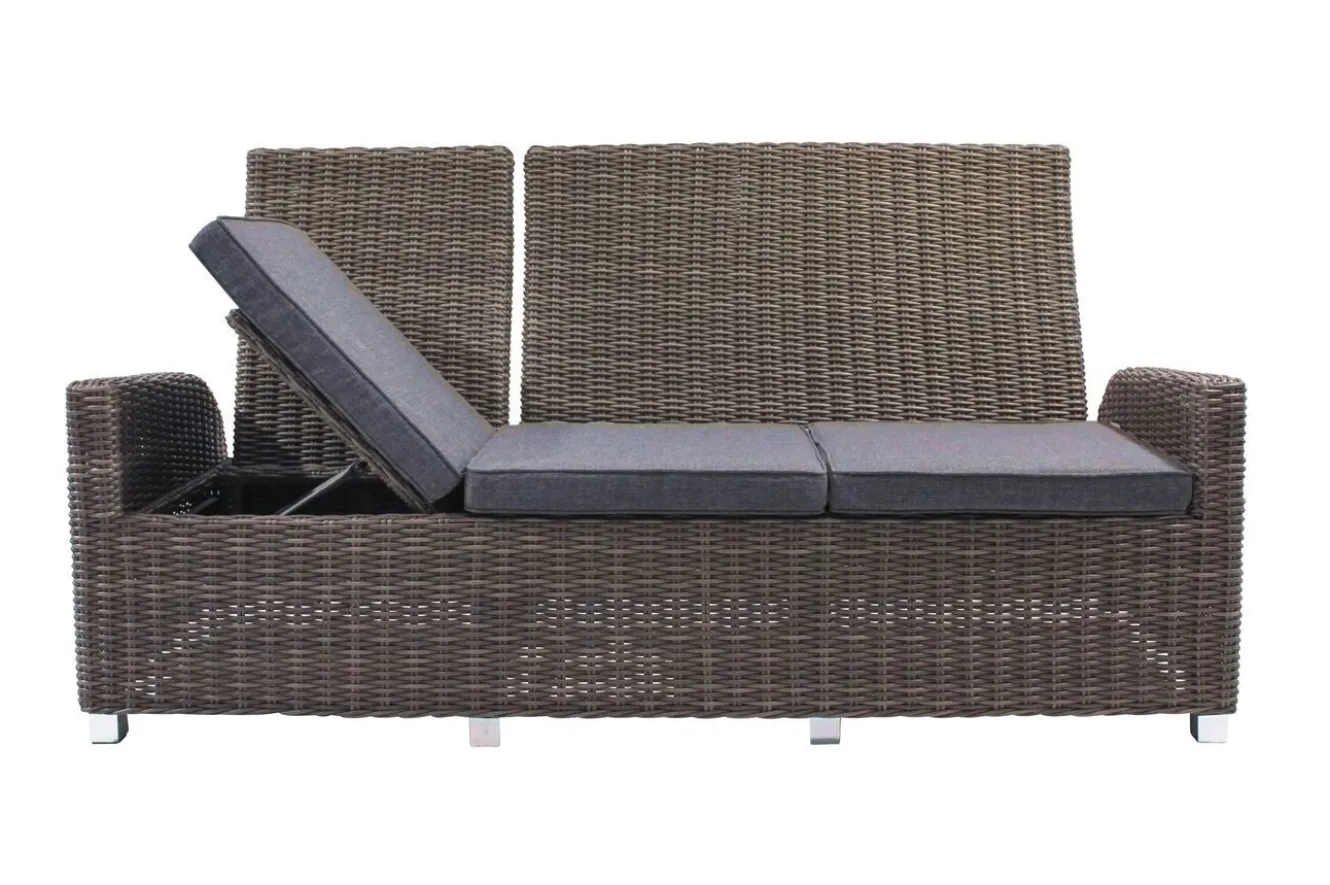 OUTFLEXX Dining 3-Sitzer Sofa, grau, Polyrattan, 210 x 83 x 110 cm, mehrfach verstellbar