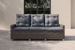 OUTFLEXX Dining 3-Sitzer Sofa, grau, Polyrattan, 210 x 83 x 110 cm, mehrfach verstellbar