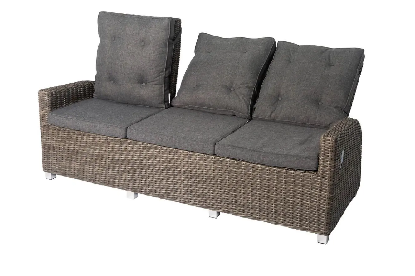 OUTFLEXX Dining 3-Sitzer Sofa, grau, Polyrattan, 210 x 83 x 110 cm, mehrfach verstellbar