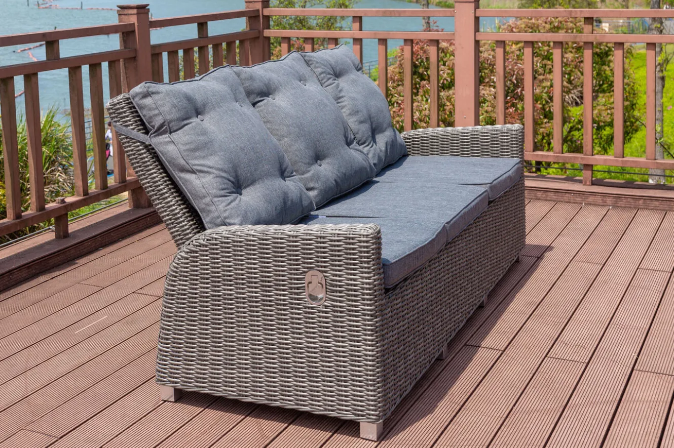 OUTFLEXX Dining 3-Sitzer Sofa, grau, Polyrattan, 210 x 83 x 110 cm, mehrfach verstellbar