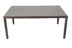 OUTFLEXX Dining Tisch, braun marmoriert, Polyrattan, 180 x 100 cm, Tischplatte Spraystone, 6mm