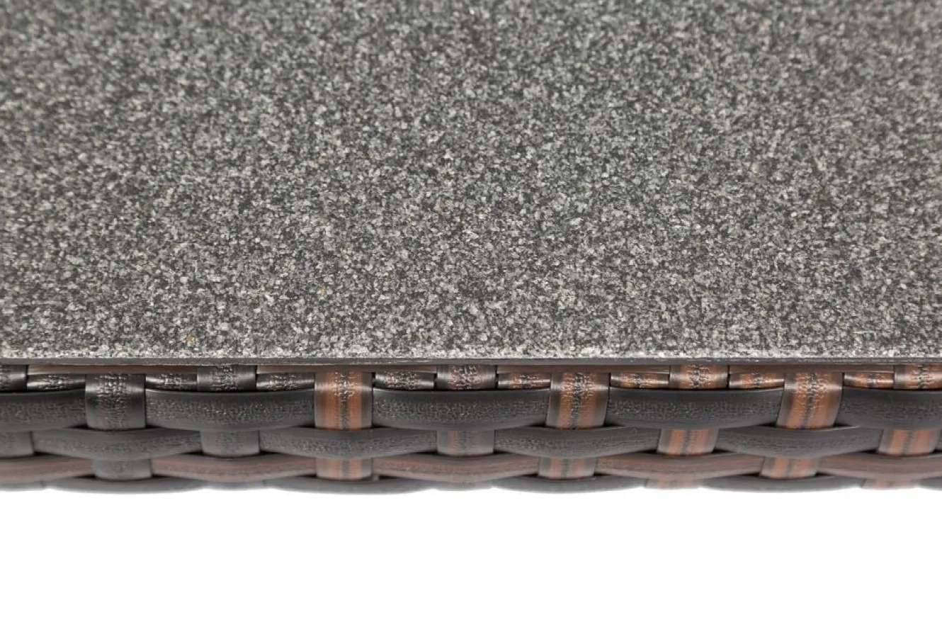 OUTFLEXX Dining Tisch, braun marmoriert, Polyrattan, 180 x 100 cm, Tischplatte Spraystone, 6mm