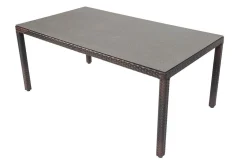 OUTFLEXX Dining Tisch, braun marmoriert, Polyrattan, 180 x 100 cm, Tischplatte Spraystone, 6mm