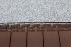 OUTFLEXX Dining Tisch, braun marmoriert, Polyrattan, 180 x 100 cm, Tischplatte Spraystone, 6mm