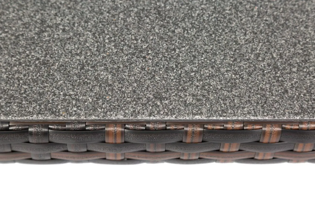 OUTFLEXX Dining Tisch, braun marmoriert, Polyrattan, 180 x 100 cm, Tischplatte Spraystone, 6mm