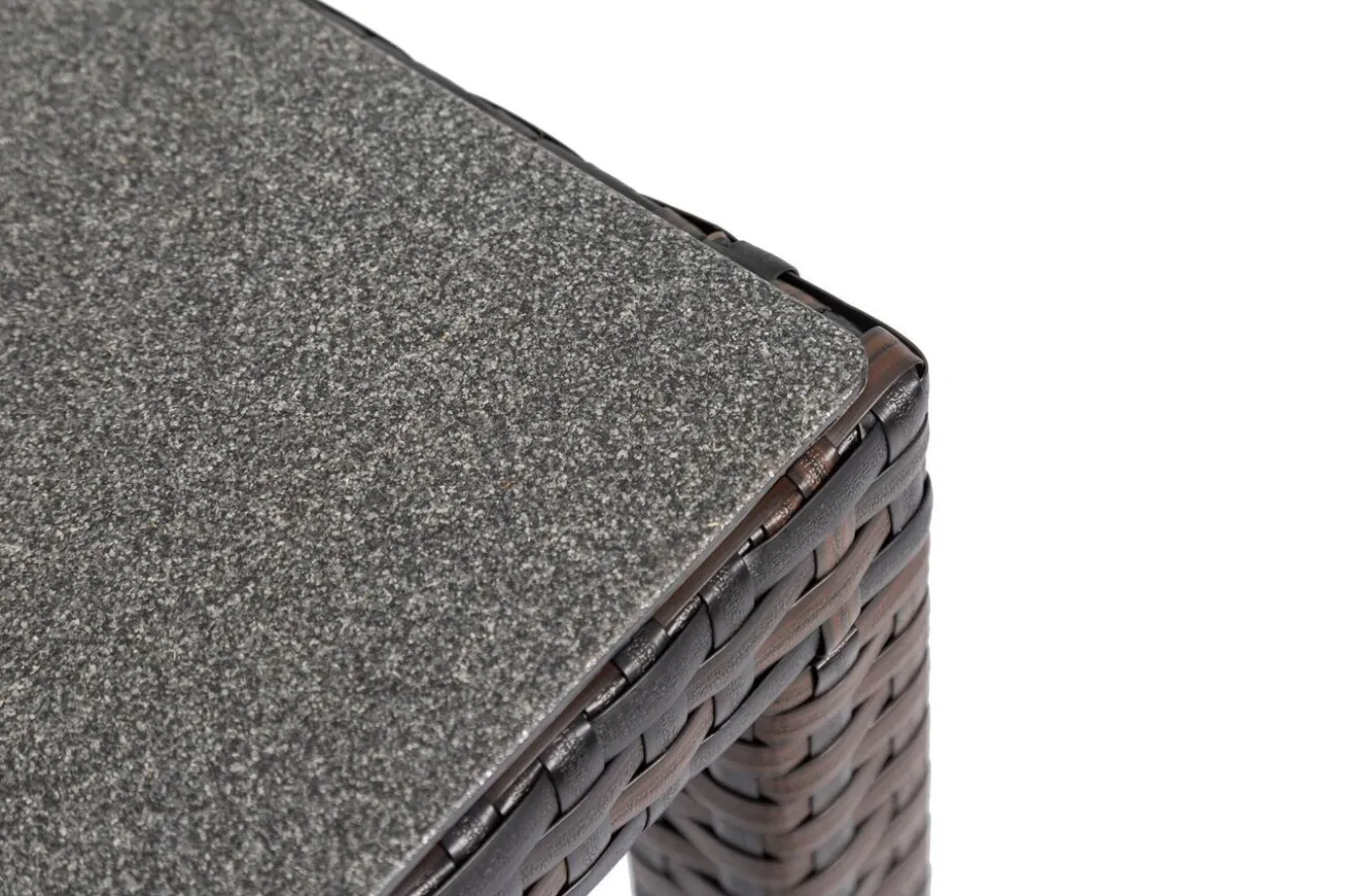 OUTFLEXX Dining Tisch, braun marmoriert, Polyrattan, 180 x 100 cm, Tischplatte Spraystone, 6mm