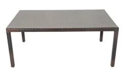 OUTFLEXX Dining Tisch, braun marmoriert, Polyrattan, 180 x 100 cm, Tischplatte Spraystone, 6mm