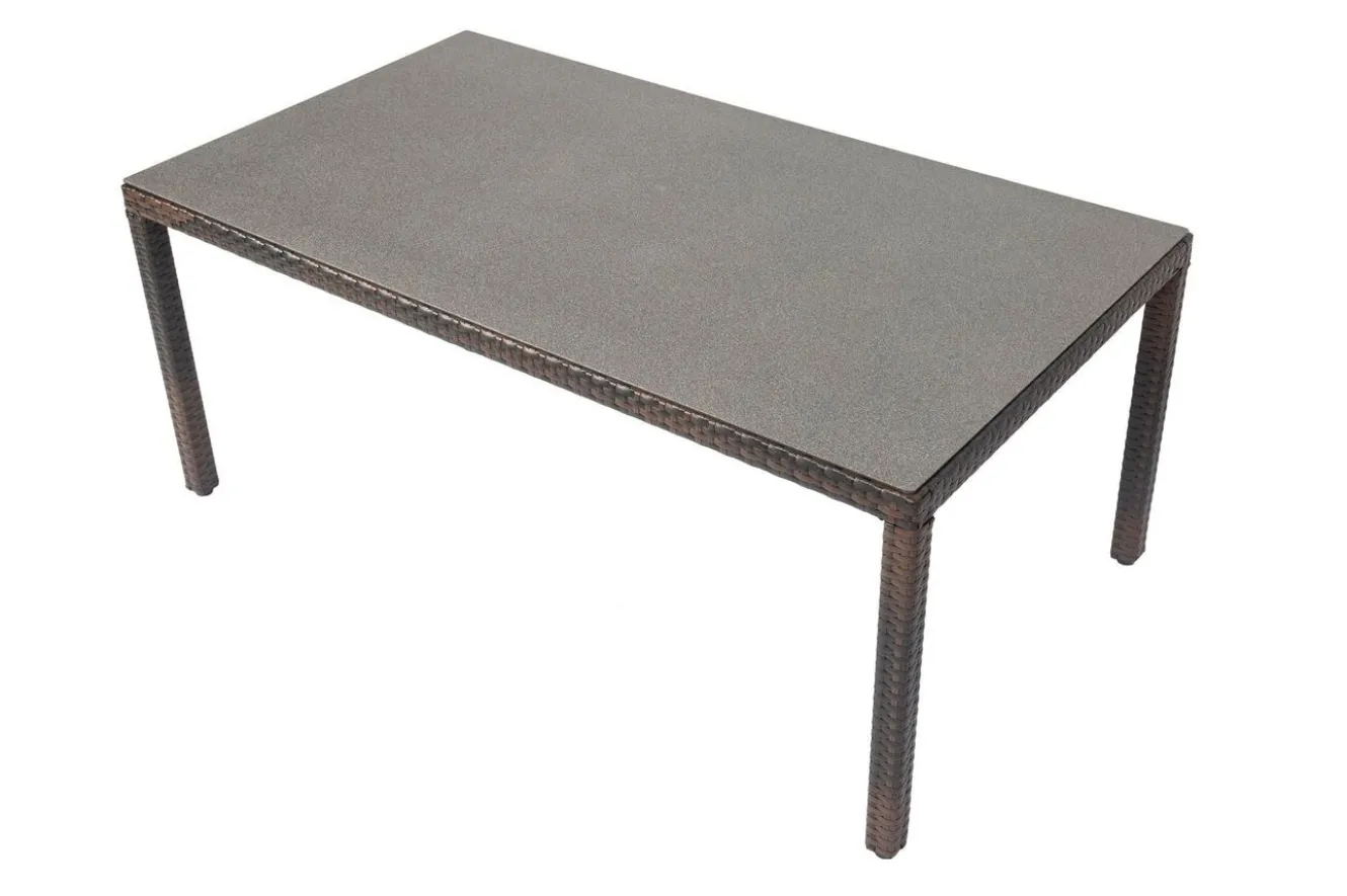 OUTFLEXX Dining Tisch, braun marmoriert, Polyrattan, 180 x 100 cm, Tischplatte Spraystone, 6mm