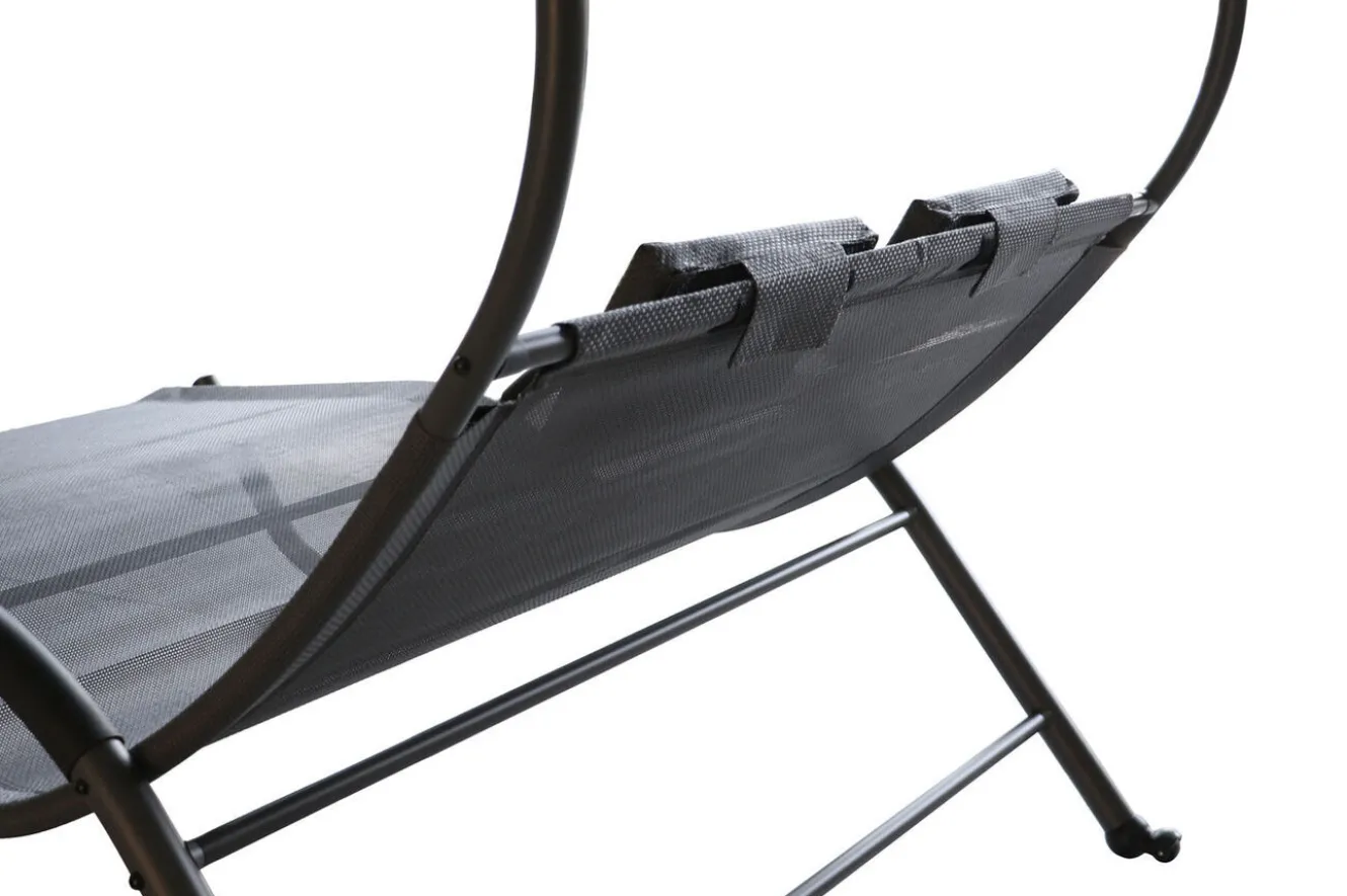 OUTFLEXX Doppelliege, anthrazit, Polyester/Stahl pulverbeschichtet, 205x138x34cm, inkl. Nackenkissen, rollbar