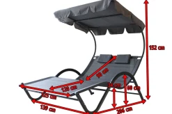 OUTFLEXX Doppelliege, anthrazit, Polyester/Stahl pulverbeschichtet, 205x138x34cm, inkl. Nackenkissen, rollbar