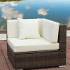 OUTFLEXX Eckelement, braun marmoriert, Polyrattan, 85 x 85 x 70 cm, wasserfeste Kissenbox