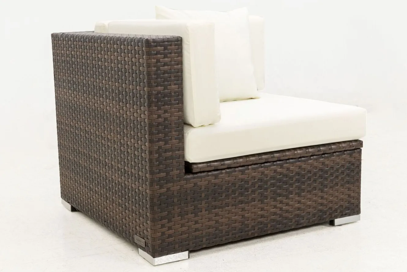 OUTFLEXX Eckelement, braun marmoriert, Polyrattan, 85 x 85 x 70 cm, wasserfeste Kissenbox