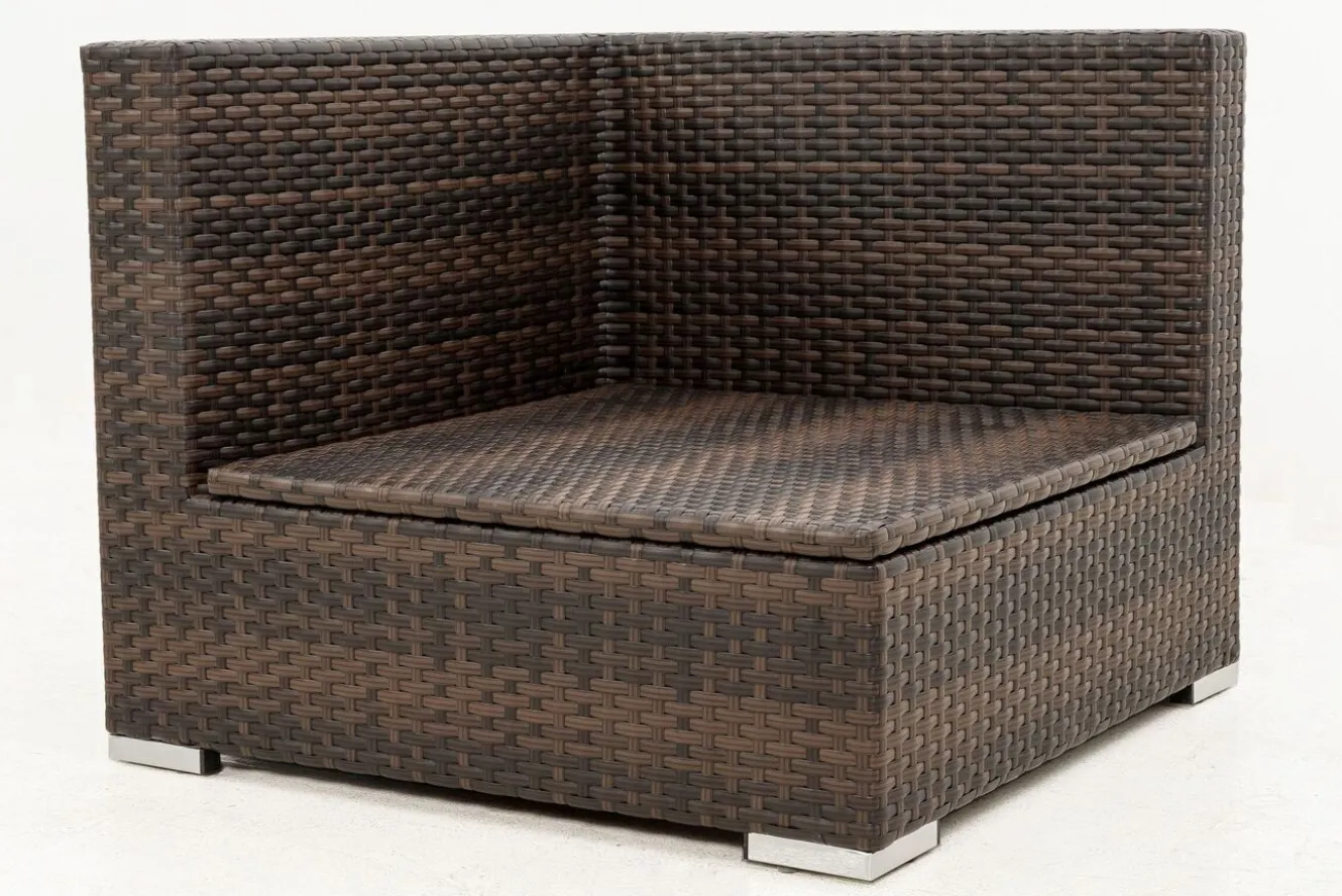 OUTFLEXX Eckelement, braun marmoriert, Polyrattan, 85 x 85 x 70 cm, wasserfeste Kissenbox