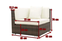 OUTFLEXX Eckelement, braun marmoriert, Polyrattan, 85 x 85 x 70 cm, wasserfeste Kissenbox