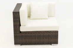 OUTFLEXX Eckelement, braun marmoriert, Polyrattan, 85 x 85 x 70 cm, wasserfeste Kissenbox