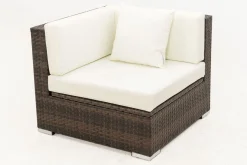 OUTFLEXX Eckelement, braun marmoriert, Polyrattan, 85 x 85 x 70 cm, wasserfeste Kissenbox