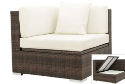 OUTFLEXX Eckelement, braun marmoriert, Polyrattan, 85 x 85 x 70 cm, wasserfeste Kissenbox