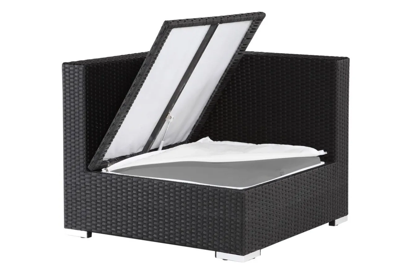 OUTFLEXX Eckelement, creme/weiß, schwarz, Polyrattan, inkl. Polster und Kissen, wasserfeste Kissenbox