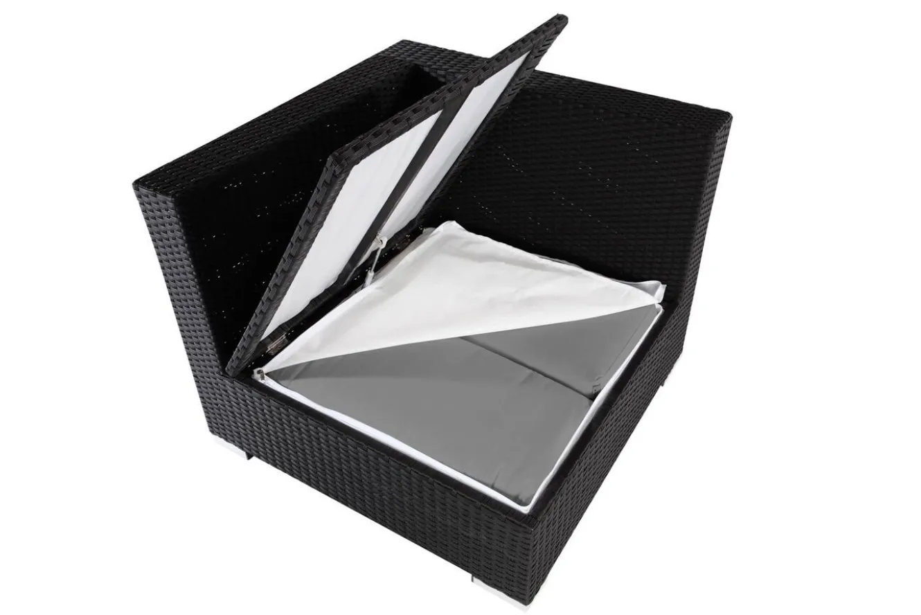 OUTFLEXX Eckelement, creme/weiß, schwarz, Polyrattan, inkl. Polster und Kissen, wasserfeste Kissenbox