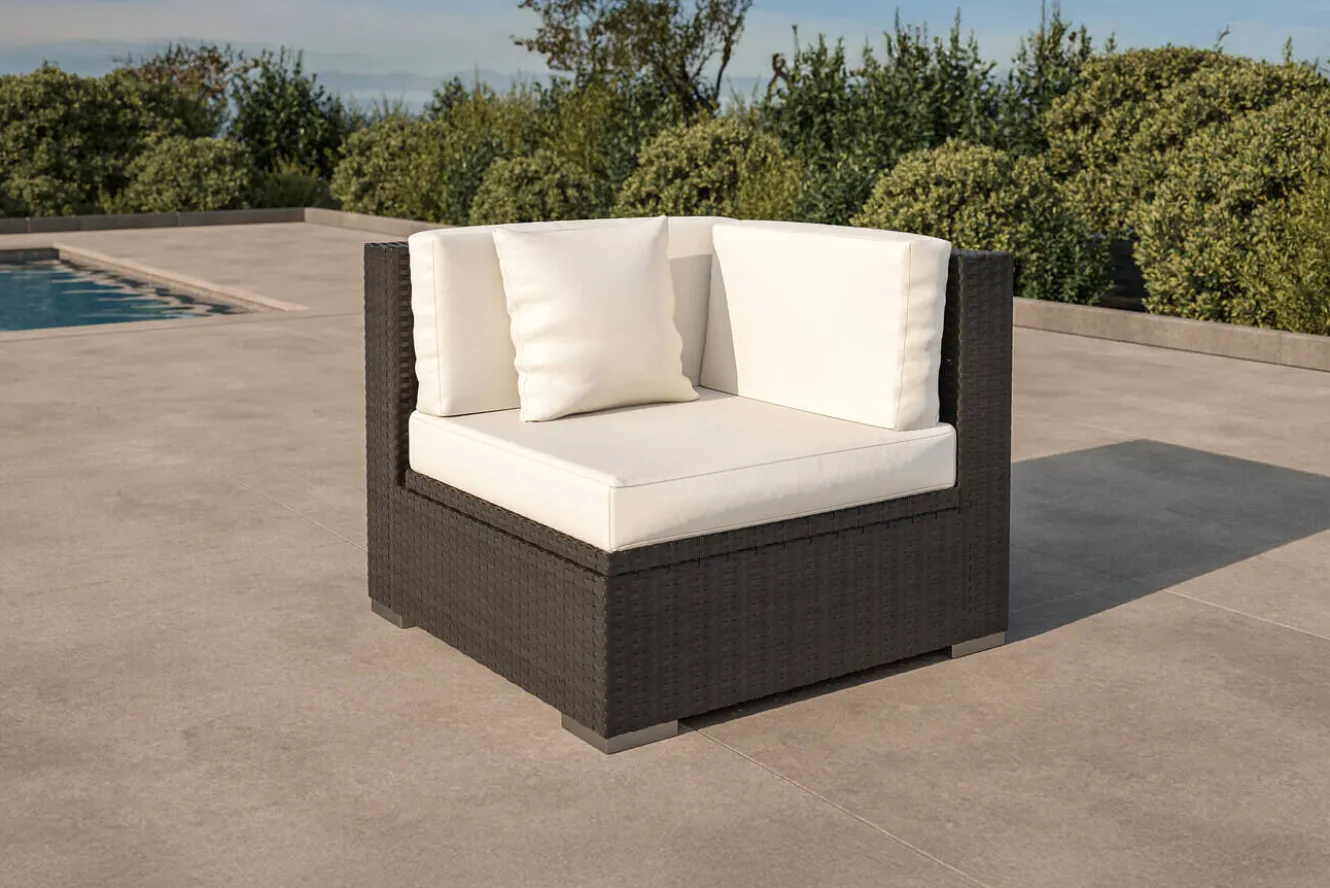 OUTFLEXX Eckelement, creme/weiß, schwarz, Polyrattan, inkl. Polster und Kissen, wasserfeste Kissenbox