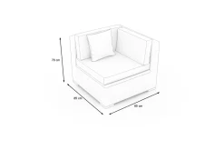 OUTFLEXX Eckelement, desert-beige, Aluminium/Polyrattan/Polyester, 84.5 x 84 x 69.5 cm, pflegeleicht, mit Kissenboxfunktion