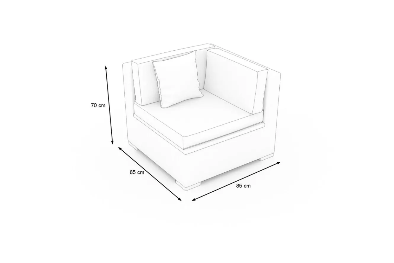 OUTFLEXX Eckelement, desert-beige, Aluminium/Polyrattan/Polyester, 84.5 x 84 x 69.5 cm, pflegeleicht, mit Kissenboxfunktion