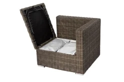 OUTFLEXX Eckelement links, grau, Polyrattan, 82 x 82 x 70 cm, verstellbare Sitzfläche, wasserfeste Kissenbox