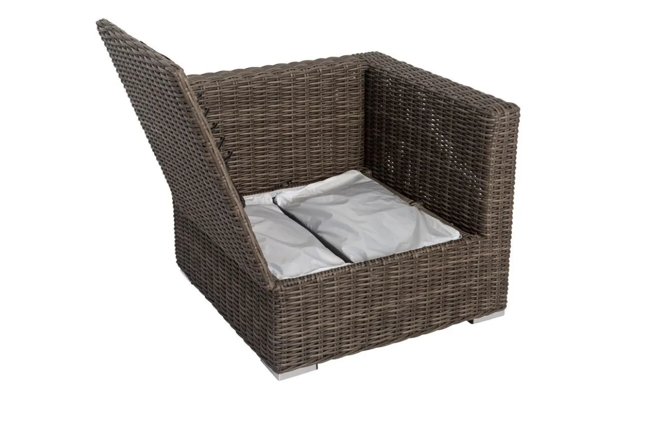 OUTFLEXX Eckelement links, grau, Polyrattan, 82 x 82 x 70 cm, verstellbare Sitzfläche, wasserfeste Kissenbox