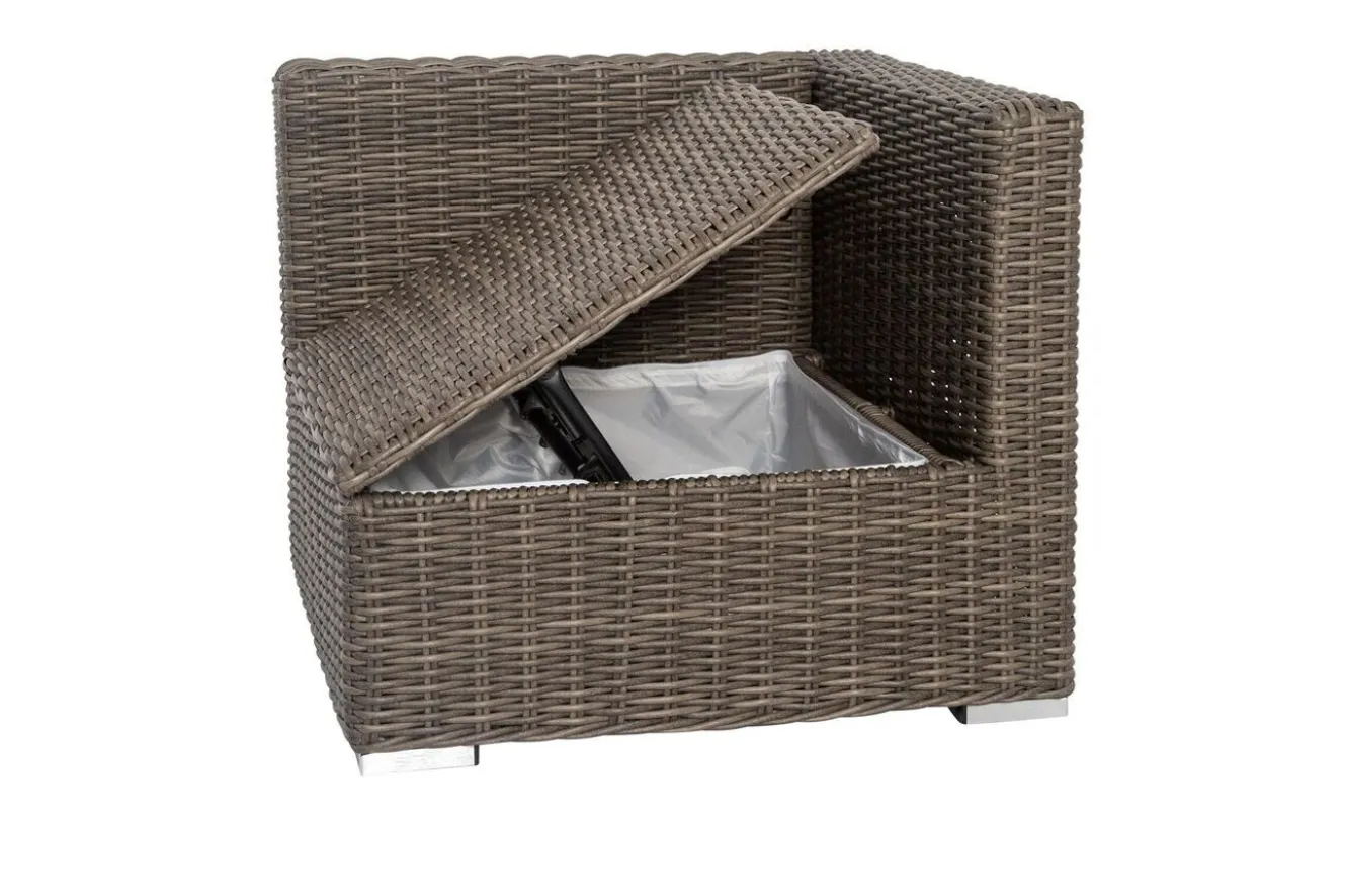 OUTFLEXX Eckelement links, grau, Polyrattan, 82 x 82 x 70 cm, verstellbare Sitzfläche, wasserfeste Kissenbox