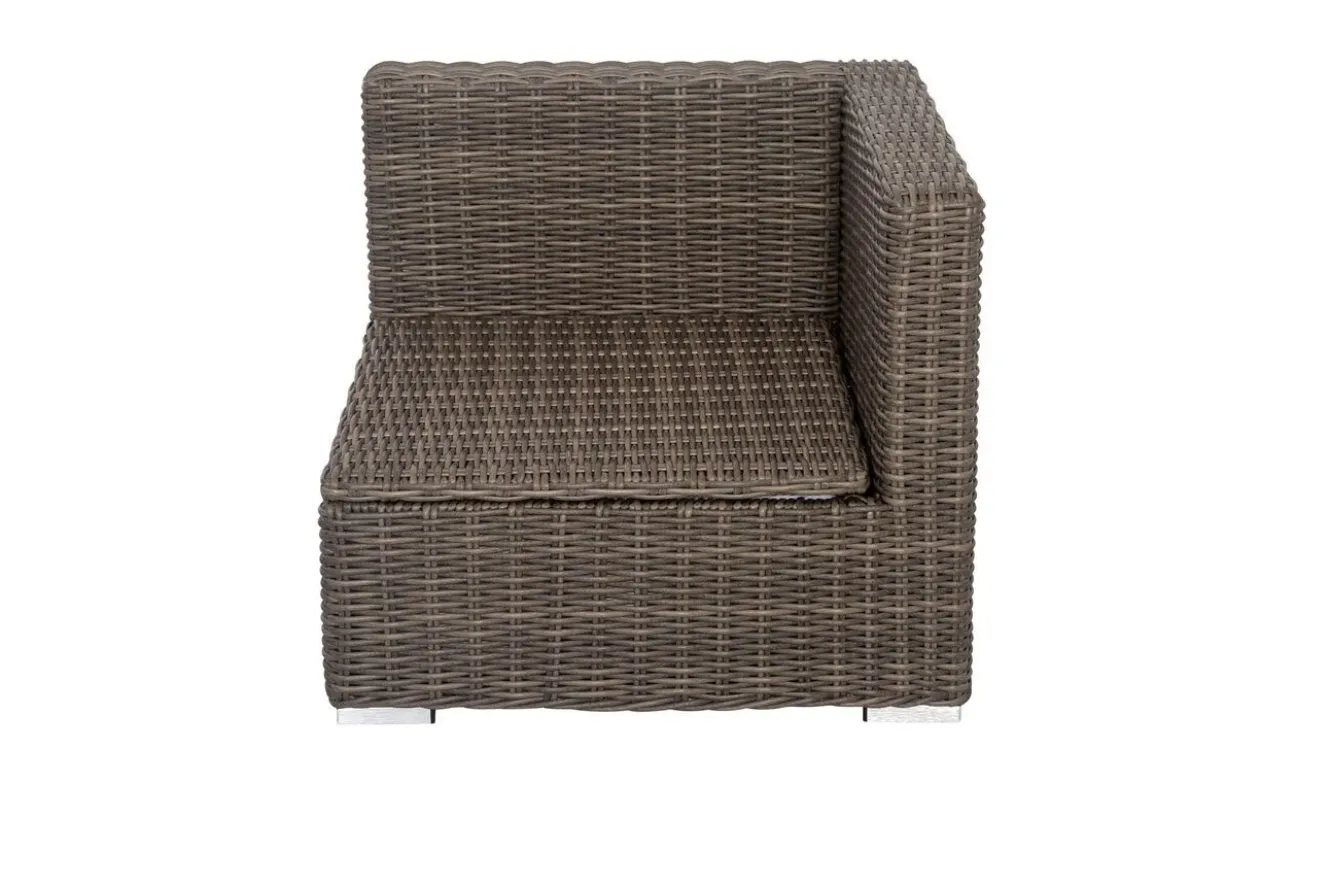OUTFLEXX Eckelement links, grau, Polyrattan, 82 x 82 x 70 cm, verstellbare Sitzfläche, wasserfeste Kissenbox
