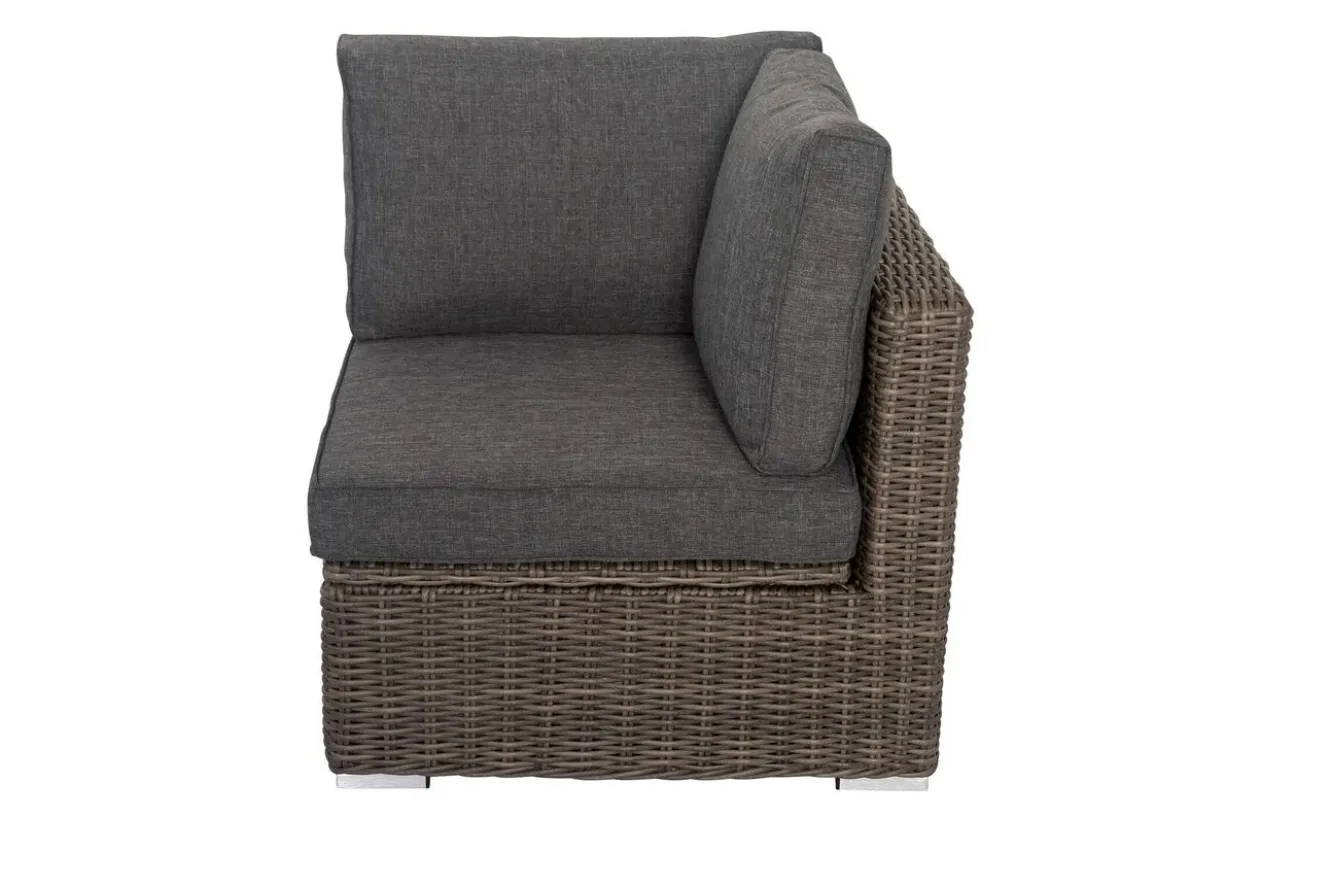 OUTFLEXX Eckelement links, grau, Polyrattan, 82 x 82 x 70 cm, verstellbare Sitzfläche, wasserfeste Kissenbox