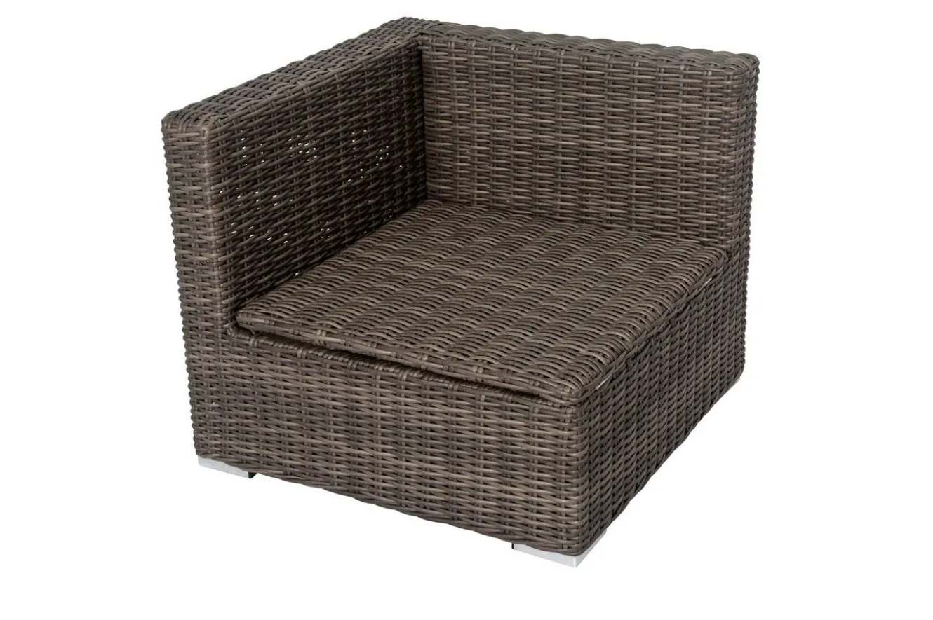 OUTFLEXX Eckelement rechts, grau, Polyrattan, 82 x 82 x 70 cm, verstellbare Sitzfläche, wasserfeste Kissenbox